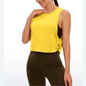 CRZ Yoga Athletic Tank with Side Knot Detail in Yellow Size S